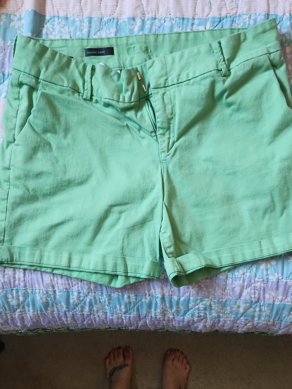 Kut from the Kloth Mint Green Cotton Bermuda Shorts